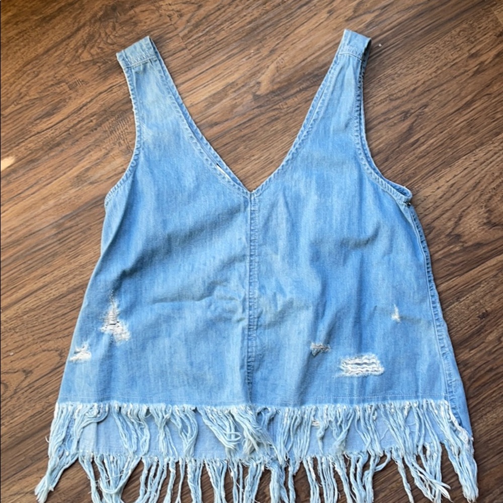 American eagle denim distress top